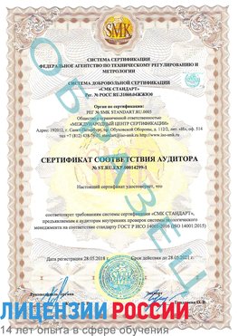 Образец сертификата соответствия аудитора №ST.RU.EXP.00014299-1 Краснодар Сертификат ISO 14001